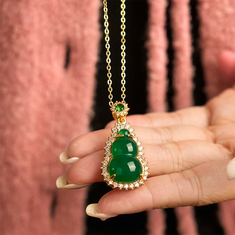 Buddha Stones Green Chalcedony Gourd Pendant - image 6