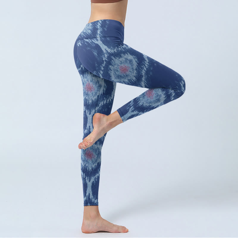Buddha Stones Navy Blue White Design Gym Leggings Women's Yoga Pants - image 3