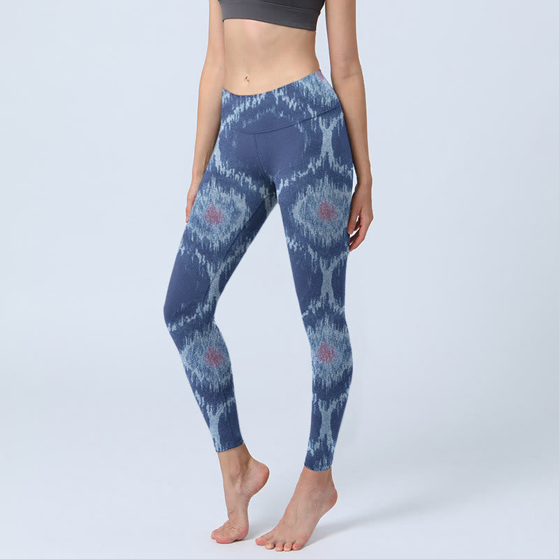 Buddha Stones Navy Blue White Design Gym Leggings Women's Yoga Pants - Navy - US18，UK/AU22，EU50 (4XL) - image 0