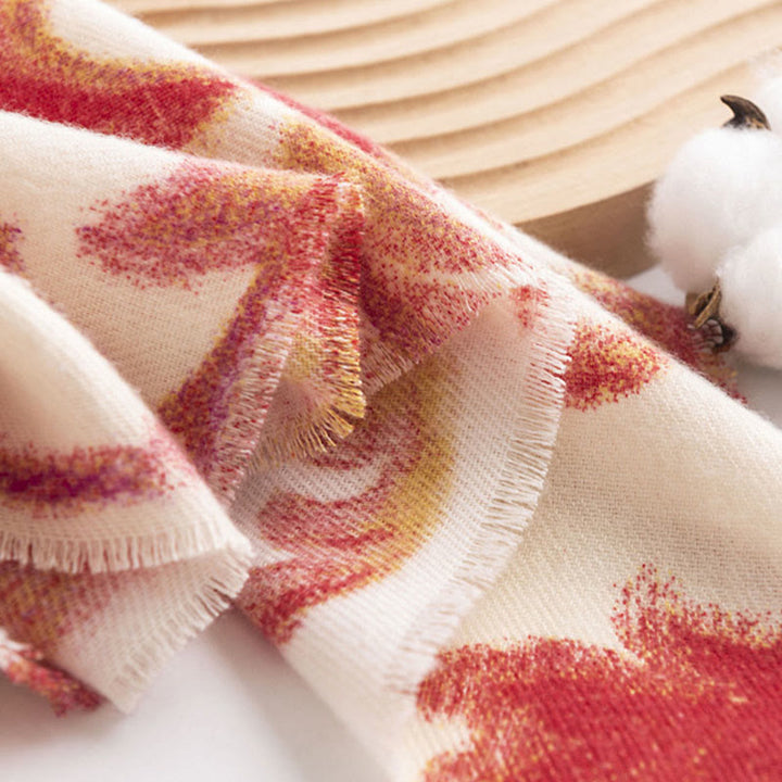 Buddha Stones Tibetan Red Flower Print Shawl Fall Winter Soft Warm Scarf Wrap - image 15