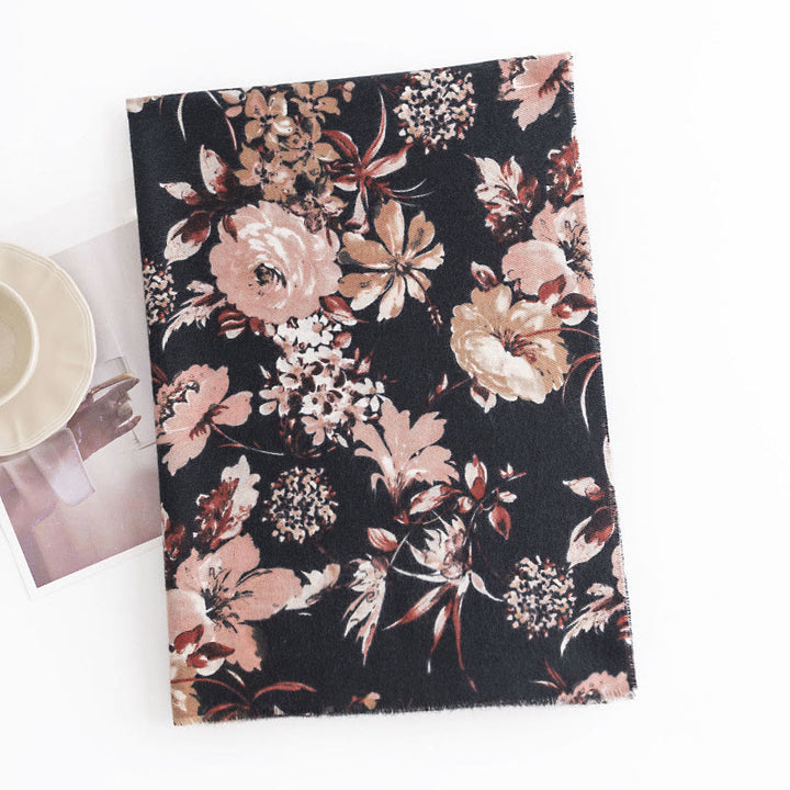 Buddha Stones Tibetan Blooming Chrysanthemum Rose Flower Print Shawl Fall Winter Soft Warm Scarf Wrap - image 1