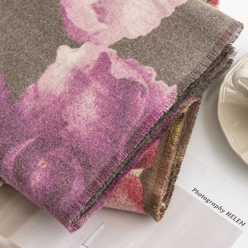 Buddha Stones Tibetan Shawl Artistic Style Hibiscus Syriacus Print Fall Winter Cozy Warm Scarf Wrap - image 22