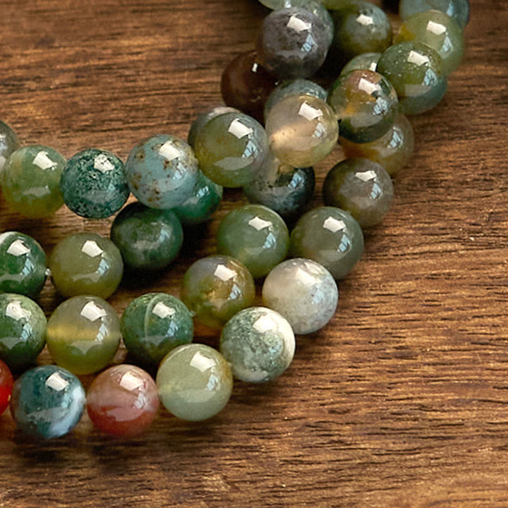 Buddha Stones 108 Mala Beads Natural Stone Indian Agate Lotus Calm Bracelet - image 9