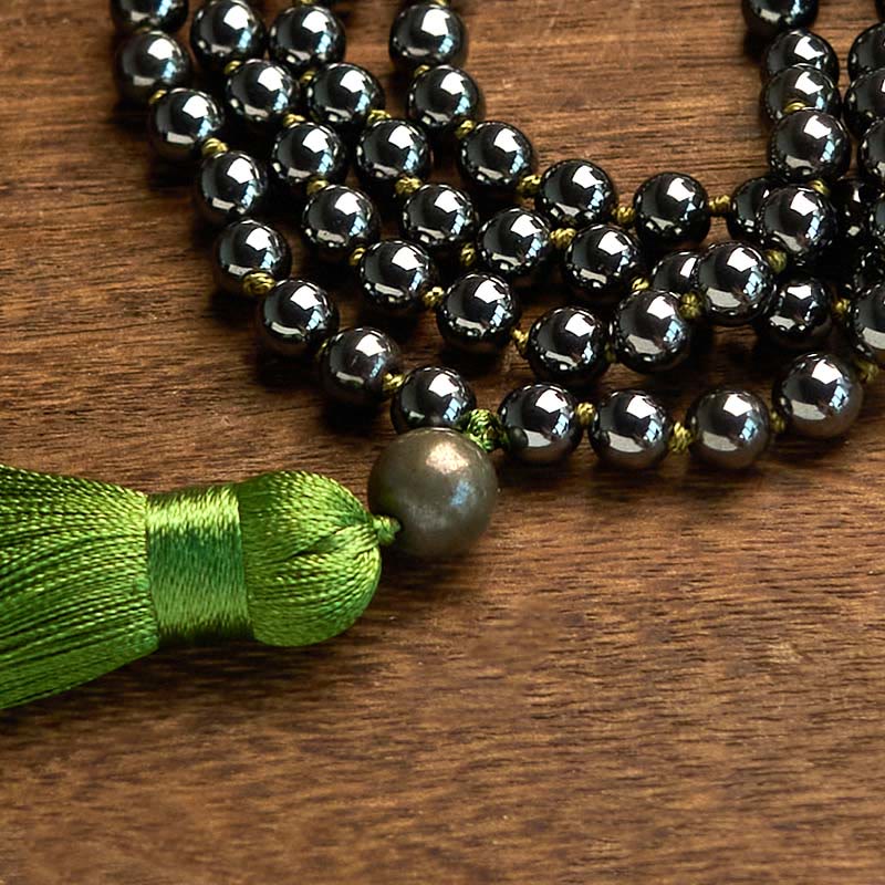 Buddha Stones 108 Mala Beads Natural Stone Hematite Tassel Powerful Bracelet - image 5