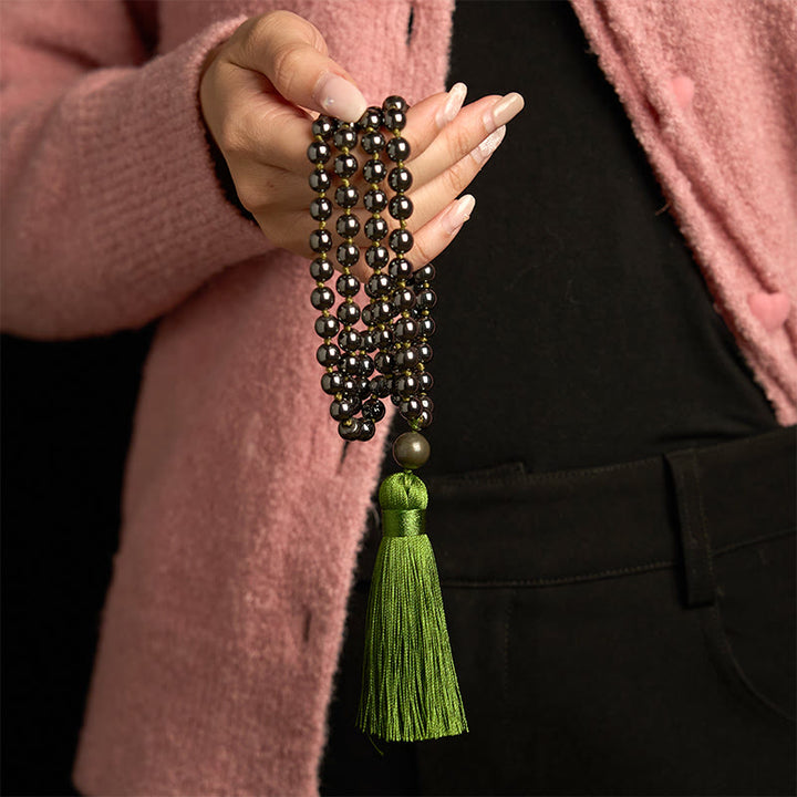 Buddha Stones 108 Mala Beads Natural Stone Hematite Tassel Powerful Bracelet - image 2
