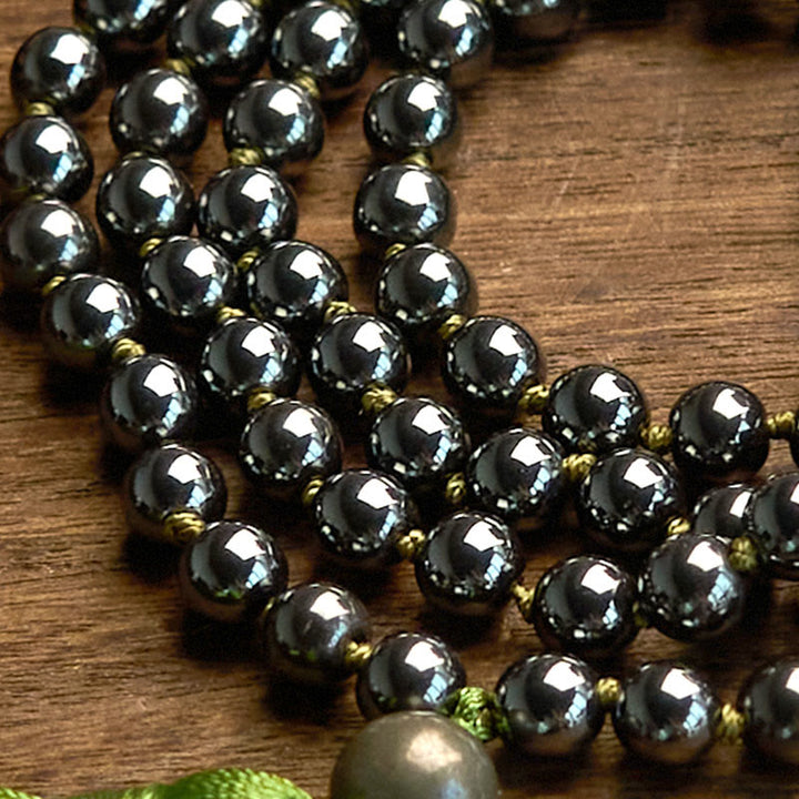 Buddha Stones 108 Mala Beads Natural Stone Hematite Tassel Powerful Bracelet - image 4