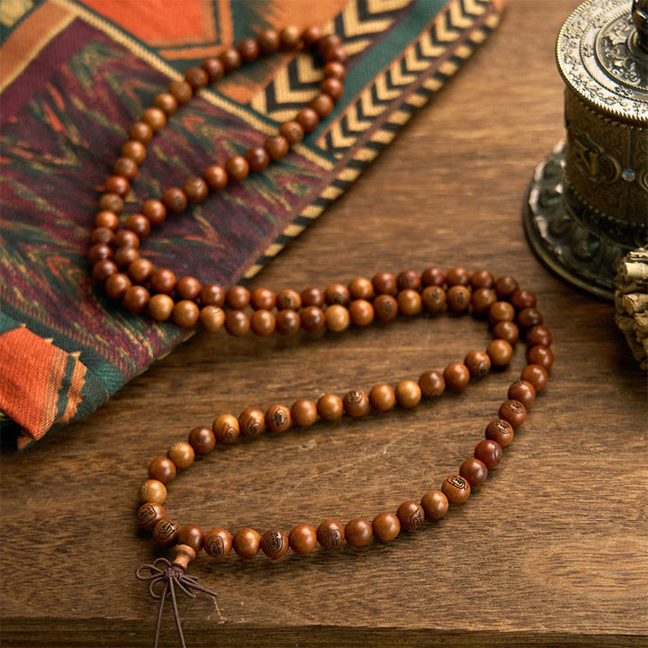 Buddha Stones 108 Mala Beads Lightning Struck Jujube Wood The Golden Light Mantra Protection Bracelet - image 4