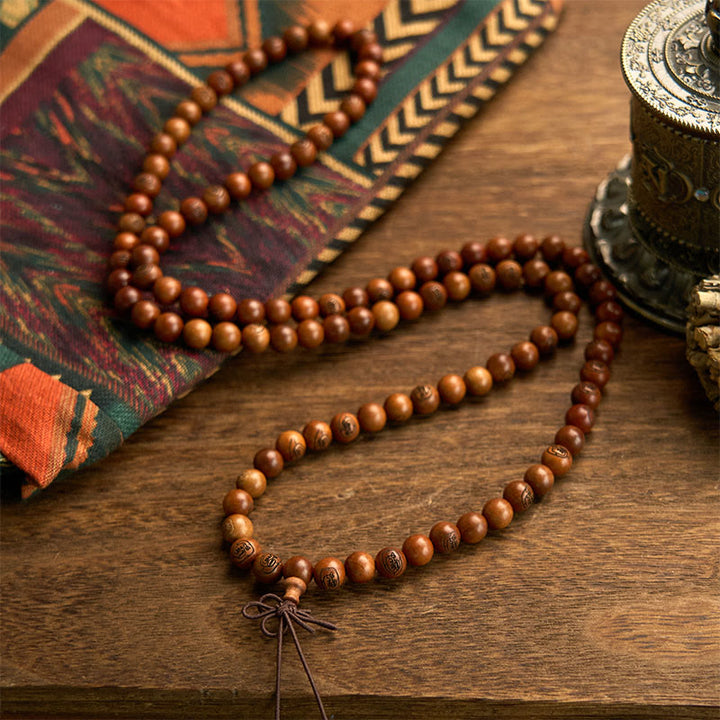 Buddha Stones 108 Mala Beads Lightning Struck Jujube Wood The Golden Light Mantra Protection Bracelet - image 8