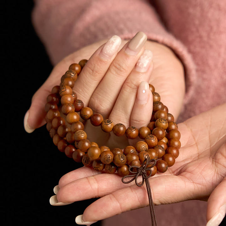 Buddha Stones 108 Mala Beads Lightning Struck Jujube Wood The Golden Light Mantra Protection Bracelet - image 3