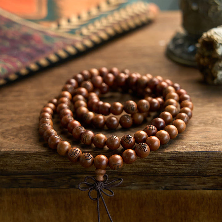 Buddha Stones 108 Mala Beads Lightning Struck Jujube Wood The Golden Light Mantra Protection Bracelet - image 6