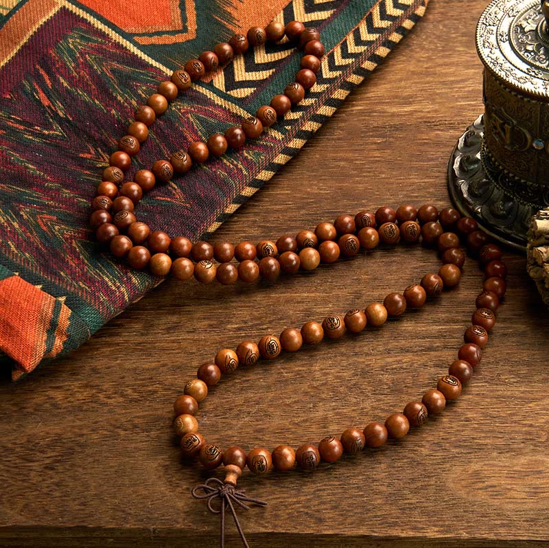Buddha Stones 108 Mala Beads Lightning Struck Jujube Wood The Golden Light Mantra Protection Bracelet - image 1