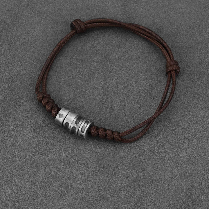 Buddha Stones 999 Sterling Silver Morse Code Wax Rope Blessing Bracelet - 999 Sterling Silver Brown Wax Rope(Wrist Circumference: 14-21cm) - Morse Code:LOVE - image 11