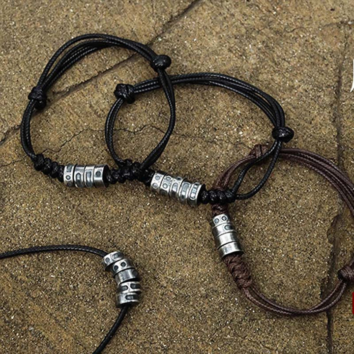 Buddha Stones 999 Sterling Silver Morse Code Wax Rope Blessing Bracelet - image 19