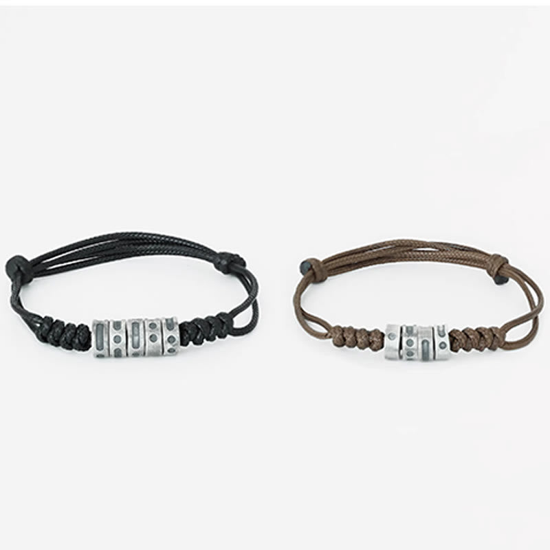 Buddha Stones 999 Sterling Silver Morse Code Wax Rope Blessing Bracelet - image 14