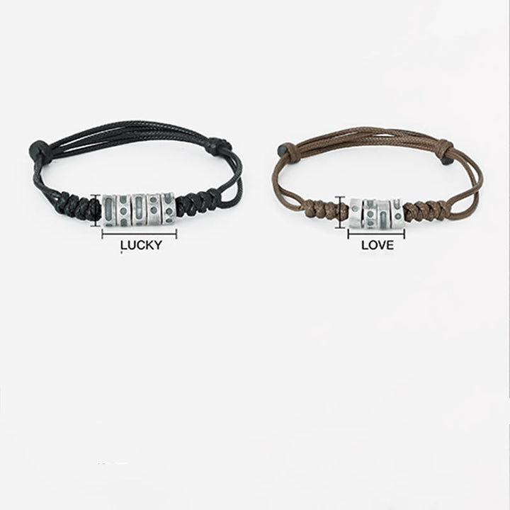 Buddha Stones 999 Sterling Silver Morse Code Wax Rope Blessing Bracelet - image 5