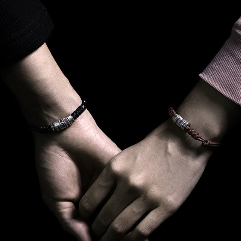 Buddha Stones 999 Sterling Silver Morse Code Wax Rope Blessing Bracelet - image 17