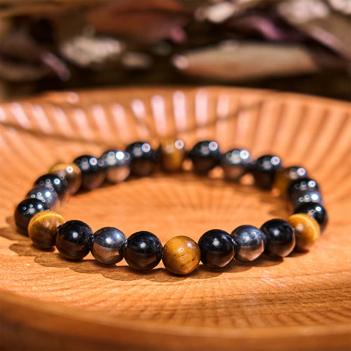 Buddha Stones Lead Back To Earth Neutral Color Series Grounding Balance Bracelet - Yellow Tiger Eye Obsidian Hematite(Wrist Circumference: 14-18cm) - image 4