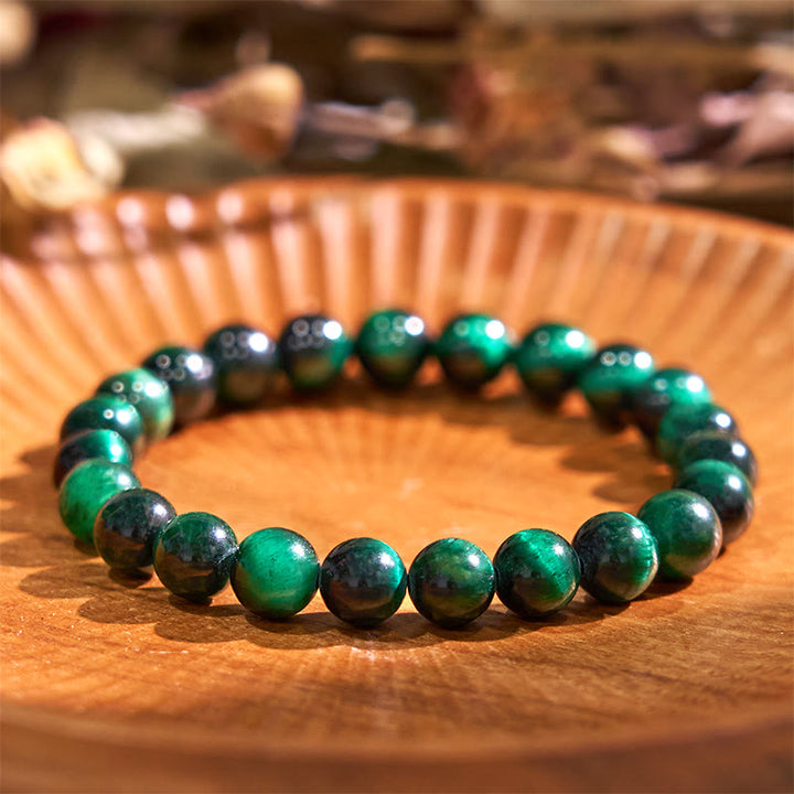 Buddha Stones Restores Calmness Cool Color Series Love Tranquility Bracelet - Dark Green Tiger Eye(Wrist Circumference: 14-16cm) - image 15