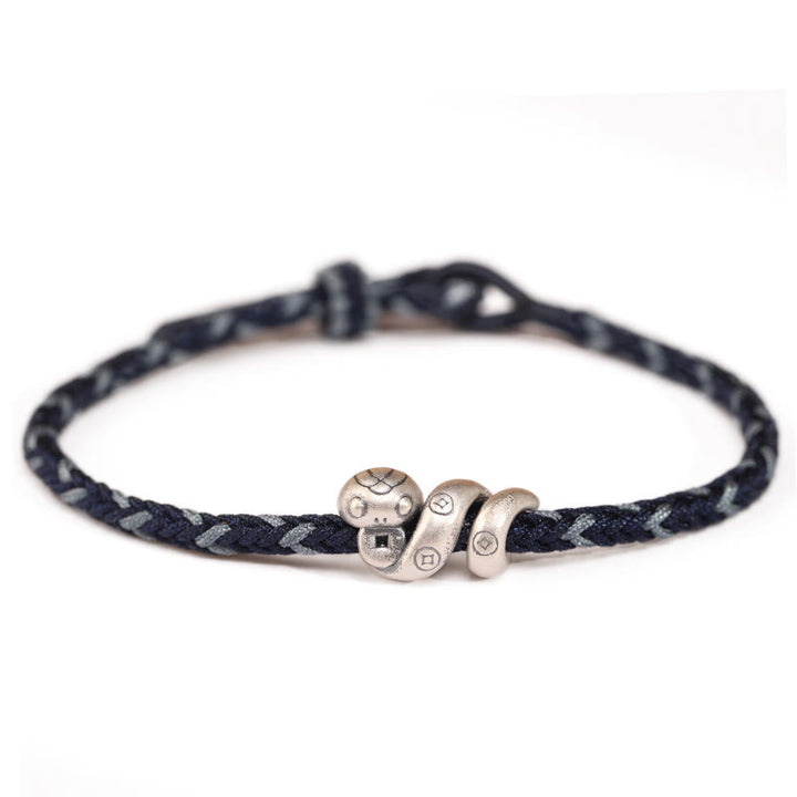 Buddha Stones 999 Sterling Silver Year of the Snake Handmade Copper Coin Protection Braided Bracelet - image 17