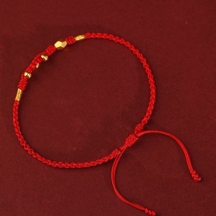 Buddha Stones 999 Gold Year of the Snake Mini Gold Bead Handmade Luck Protection Braided Bracelet - image 3