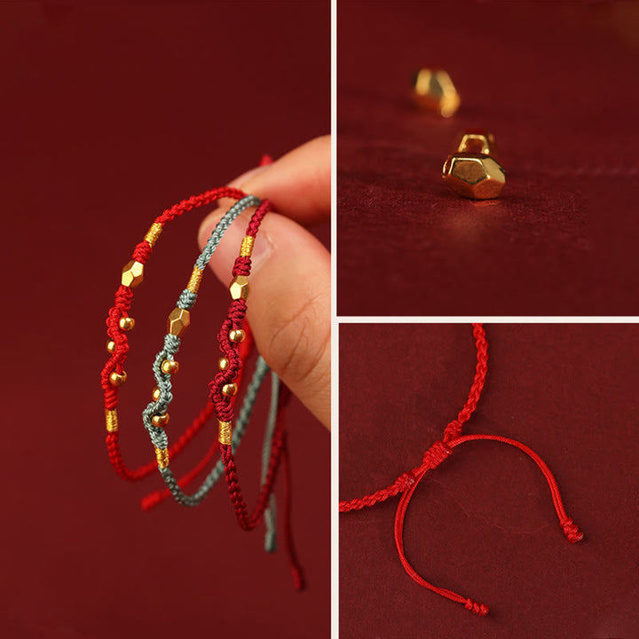 Buddha Stones 999 Gold Year of the Snake Mini Gold Bead Handmade Luck Protection Braided Bracelet - image 16