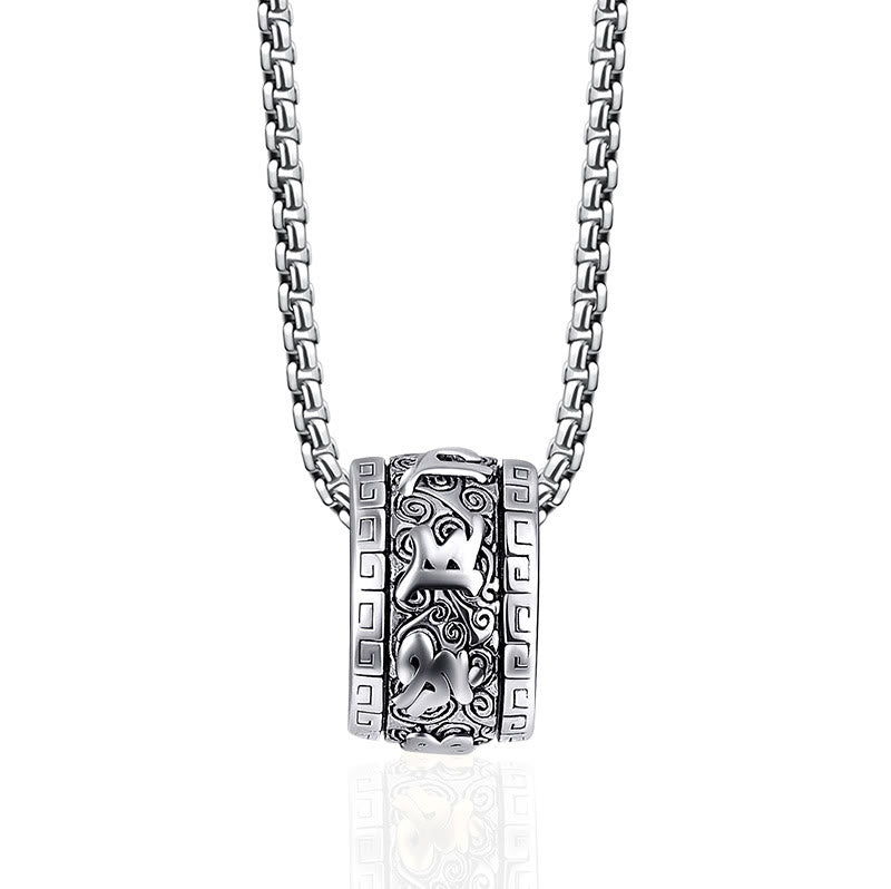 Buddha Stones Tibetan Om Mani Padme Hum Titanium Steel Peace Necklace Pendant - Silver Om Mani Padme Hum - image 7