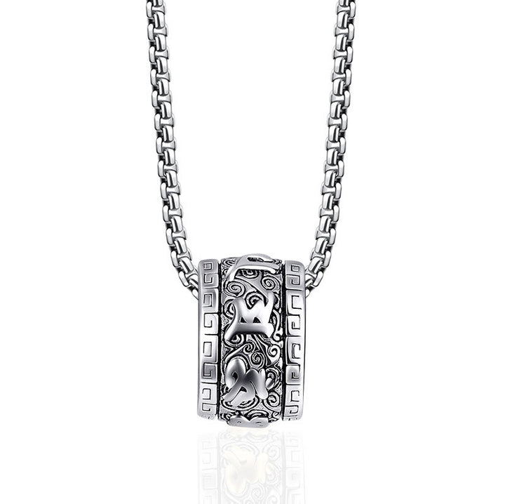 Buddha Stones Tibetan Om Mani Padme Hum Titanium Steel Peace Necklace Pendant - Silver Om Mani Padme Hum - image 7