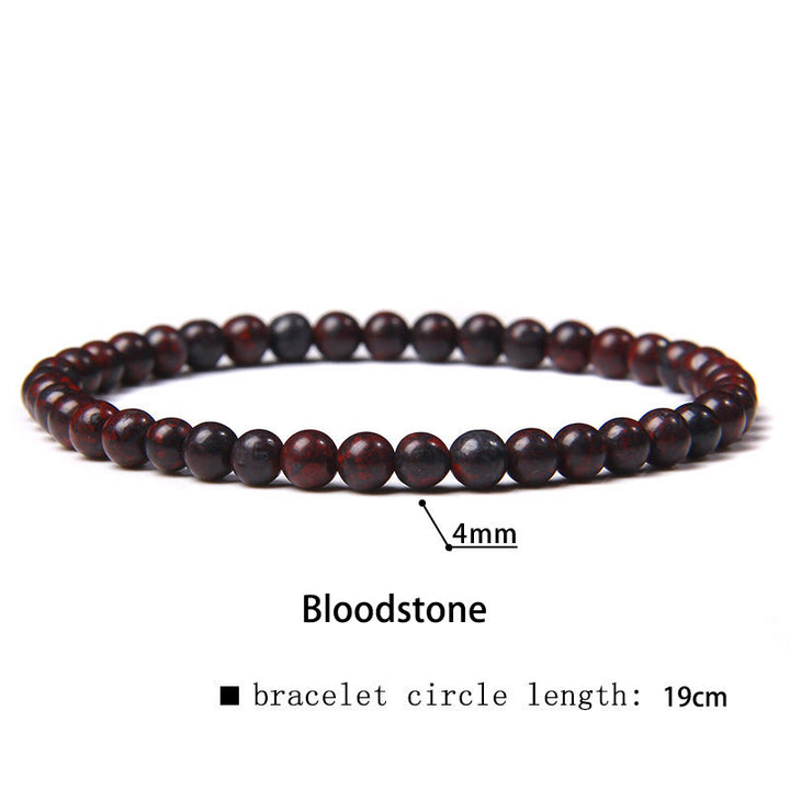Buddha Stones 4mm Various Stone Crystal Mini Beads Healing Bracelet - Bloodstone - 4mm(Wrist Circumference 14-17cm) - image 2