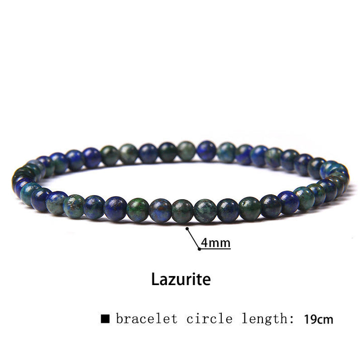 Buddha Stones 4mm Various Stone Crystal Mini Beads Healing Bracelet - Lazurite - 4mm(Wrist Circumference 14-17cm) - image 19