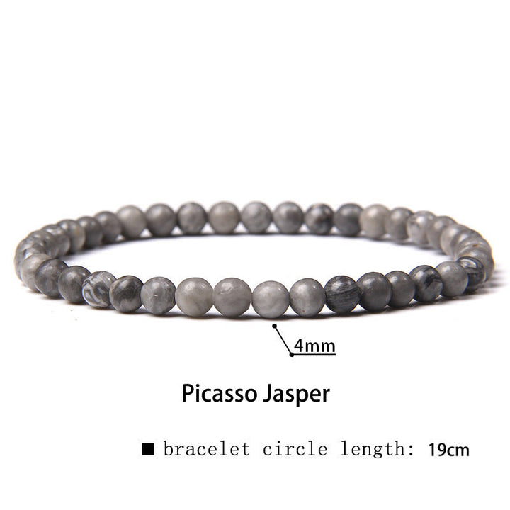 Buddha Stones 4mm Various Stone Crystal Mini Beads Healing Bracelet - Picasso Jasper - 4mm(Wrist Circumference 14-17cm) - image 33