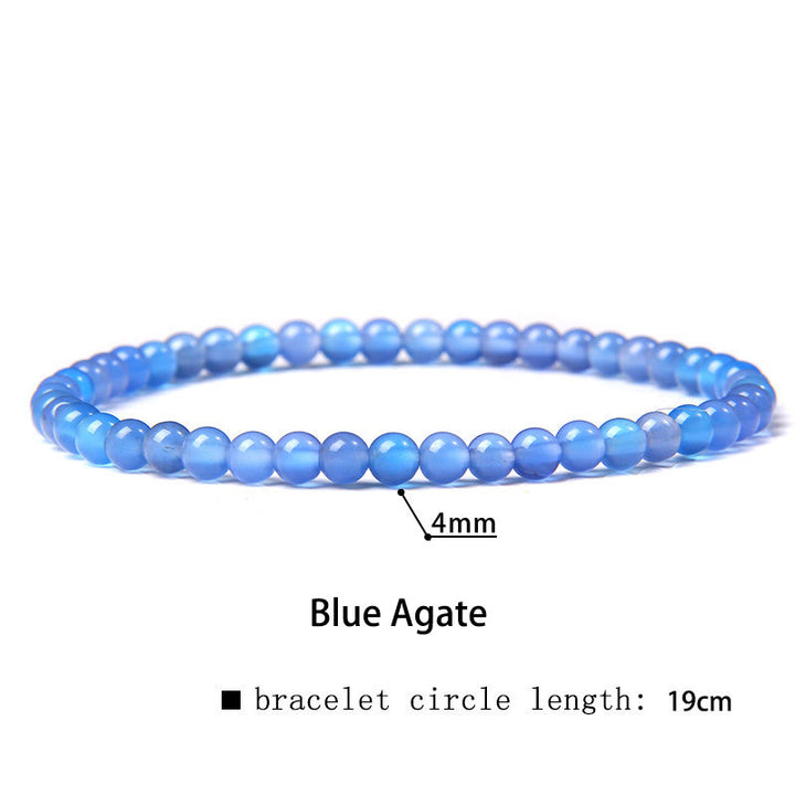 Buddha Stones 4mm Various Stone Crystal Mini Beads Healing Bracelet - Blue Agate - 4mm(Wrist Circumference 14-17cm) - image 37