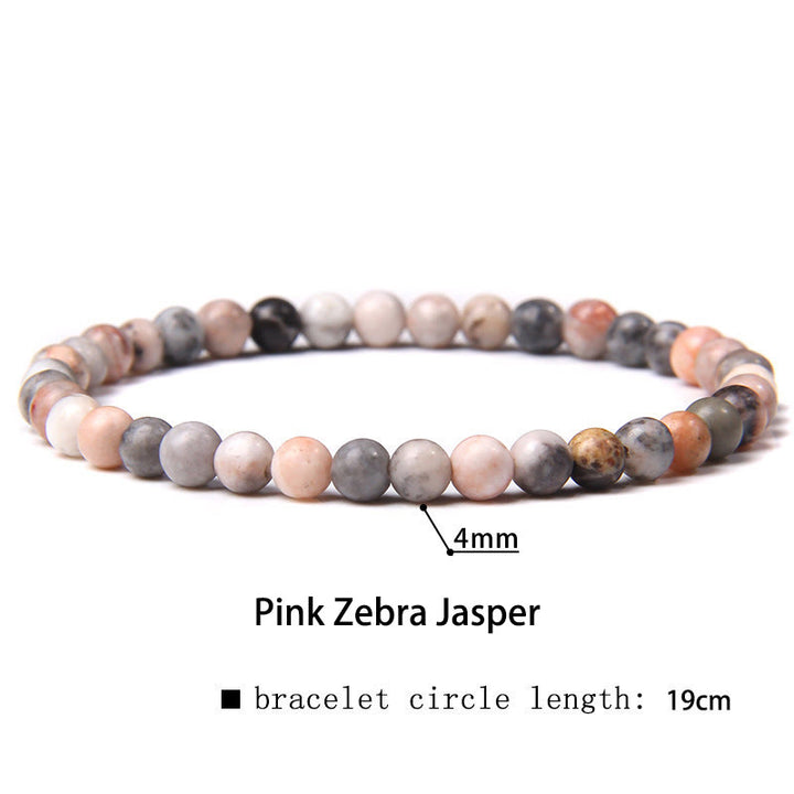 Buddha Stones 4mm Various Stone Crystal Mini Beads Healing Bracelet - Pink Zebra Jasper - 4mm(Wrist Circumference 14-17cm) - image 47