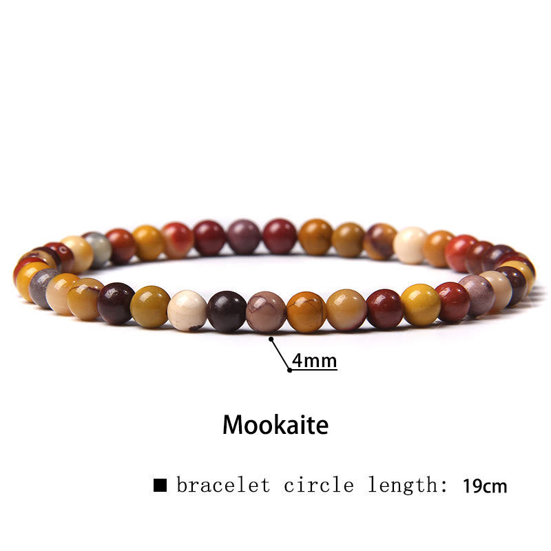 Buddha Stones 4mm Various Stone Crystal Mini Beads Healing Bracelet - Mookaite - 4mm(Wrist Circumference 14-17cm) - image 45