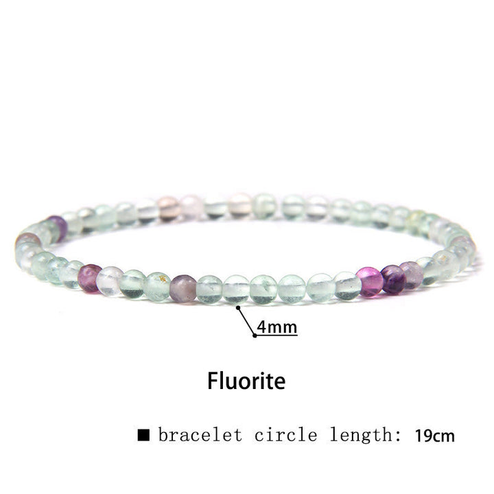 Buddha Stones 4mm Various Stone Crystal Mini Beads Healing Bracelet - Fluorite - 4mm(Wrist Circumference 14-17cm) - image 60