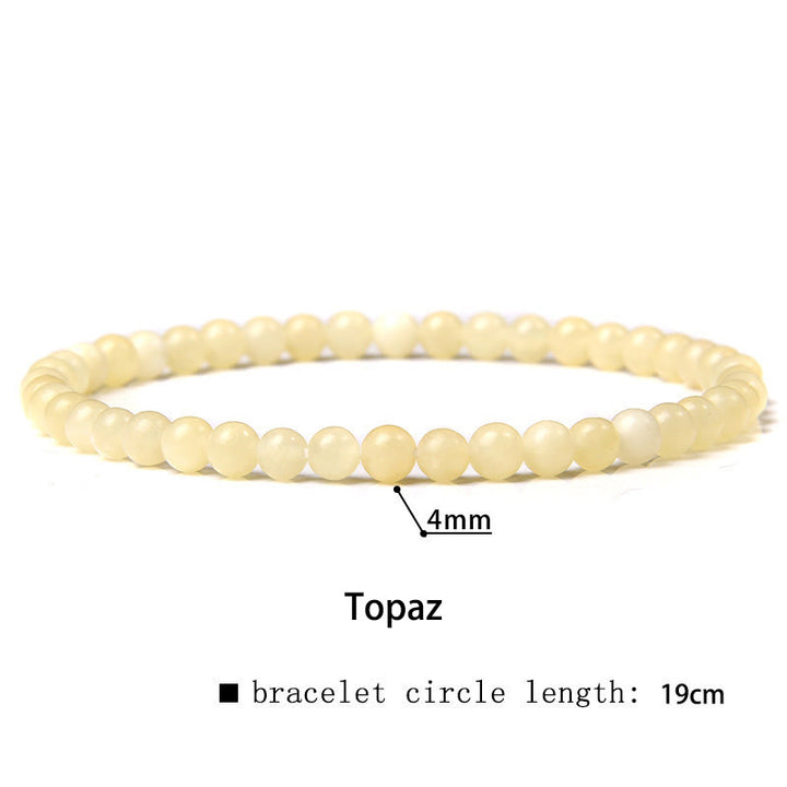 Buddha Stones 4mm Various Stone Crystal Mini Beads Healing Bracelet - Topaz - 4mm(Wrist Circumference 14-17cm) - image 67