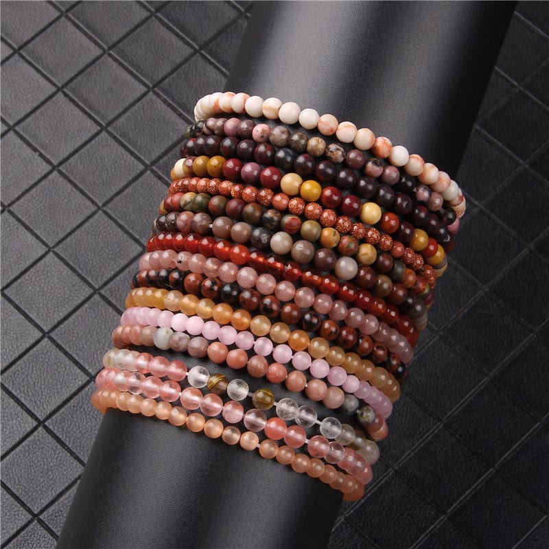Buddha Stones 4mm Various Stone Crystal Mini Beads Healing Bracelet - image 76