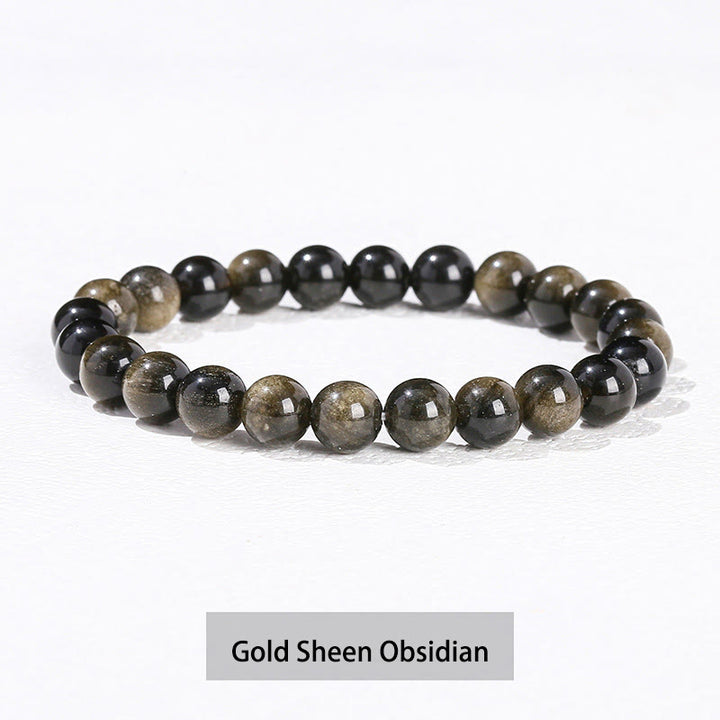 Buddha Stones Various Crystal Stone Amethyst Green Aventurine Rose Quartz Healing Bracelet - Gold Sheen Obsidian - 10mm(Wrist Circumference 14-16cm) - image 7