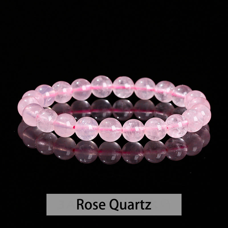 Buddha Stones Various Crystal Stone Amethyst Green Aventurine Rose Quartz Healing Bracelet - Rose Quartz - 10mm(Wrist Circumference 14-16cm) - image 2