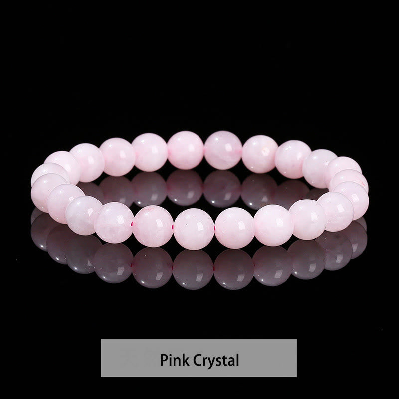Buddha Stones Various Crystal Stone Amethyst Green Aventurine Rose Quartz Healing Bracelet - Pink Crystal - 10mm(Wrist Circumference 14-16cm) - image 17