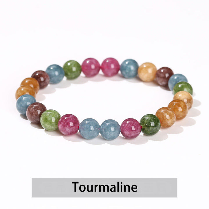 Buddha Stones Various Crystal Stone Amethyst Green Aventurine Rose Quartz Healing Bracelet - Tourmaline - 10mm(Wrist Circumference 14-16cm) - image 15