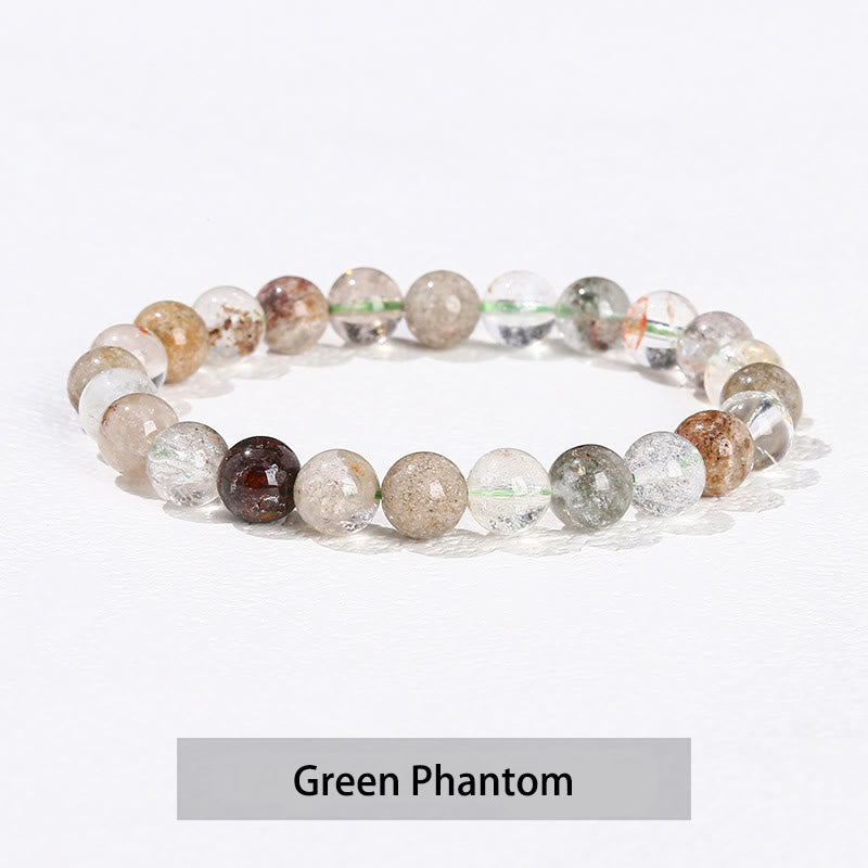 Buddha Stones Various Crystal Stone Amethyst Green Aventurine Rose Quartz Healing Bracelet - Green Phantom - 10mm(Wrist Circumference 14-16cm) - image 23