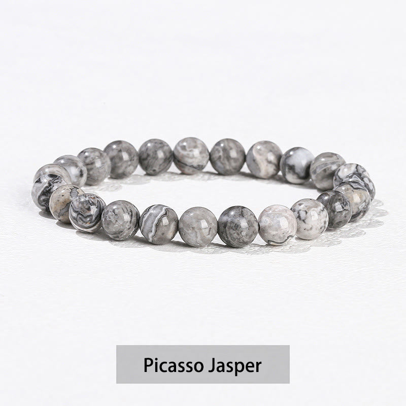 Buddha Stones Various Crystal Stone Amethyst Green Aventurine Rose Quartz Healing Bracelet - Picasso Jasper - 10mm(Wrist Circumference 14-16cm) - image 27