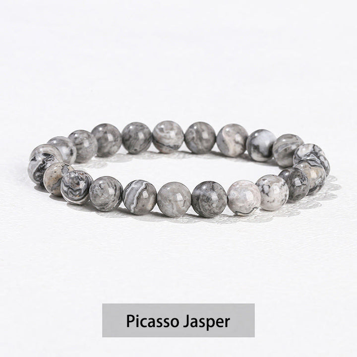 Buddha Stones Various Crystal Stone Amethyst Green Aventurine Rose Quartz Healing Bracelet - Picasso Jasper - 10mm(Wrist Circumference 14-16cm) - image 27