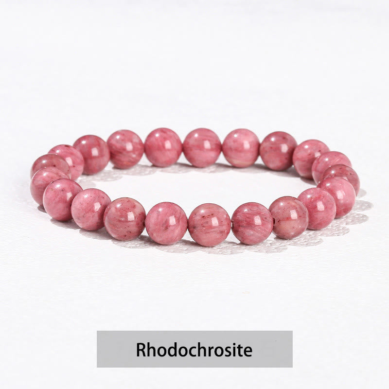 Buddha Stones Various Crystal Stone Amethyst Green Aventurine Rose Quartz Healing Bracelet - Rhodonite - 10mm(Wrist Circumference 14-16cm) - image 32