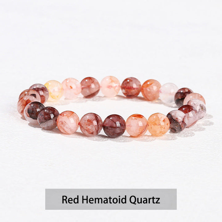 Buddha Stones Various Crystal Stone Amethyst Green Aventurine Rose Quartz Healing Bracelet - Red Hematoid Quartz - 10mm(Wrist Circumference 14-16cm) - image 25