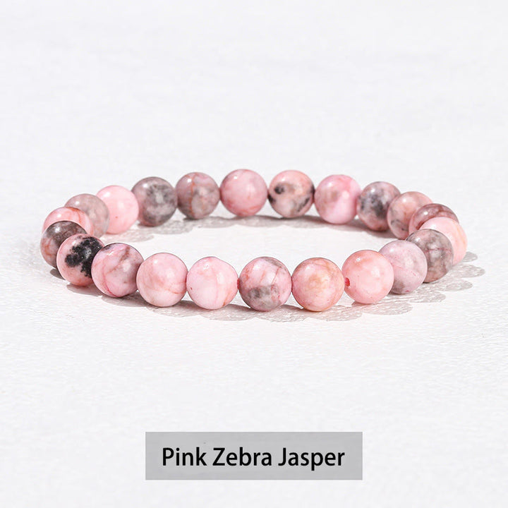 Buddha Stones Various Crystal Stone Amethyst Green Aventurine Rose Quartz Healing Bracelet - Pink Zebra Jasper - 10mm(Wrist Circumference 14-16cm) - image 30