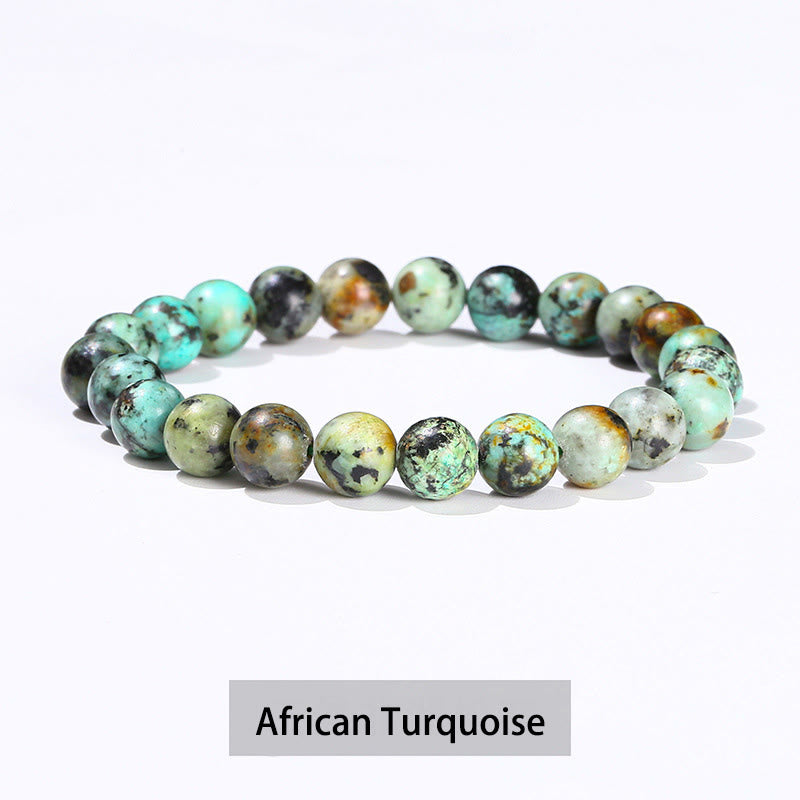 Buddha Stones Various Crystal Stone Amethyst Green Aventurine Rose Quartz Healing Bracelet - African Turquoise - 10mm(Wrist Circumference 14-16cm) - image 41