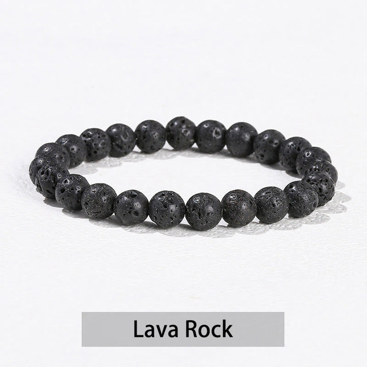 Buddha Stones Various Crystal Stone Amethyst Green Aventurine Rose Quartz Healing Bracelet - Lava Rock - 10mm(Wrist Circumference 14-16cm) - image 39