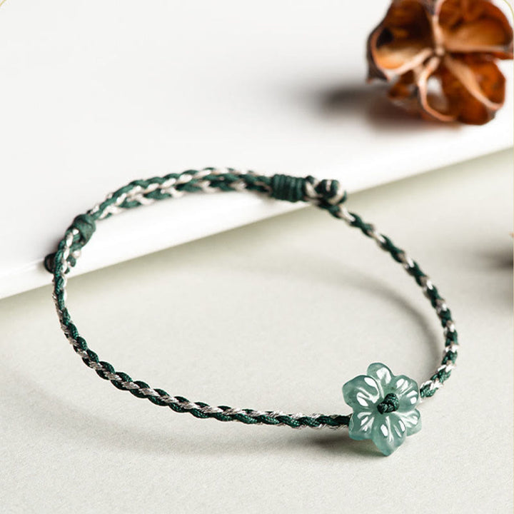 Buddha Stones Handmade Green String Jade Orchid Braided Prosperity Bracelet - image 4