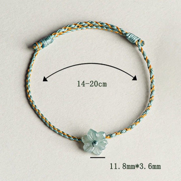 Buddha Stones Handmade Green String Jade Orchid Braided Prosperity Bracelet - image 14